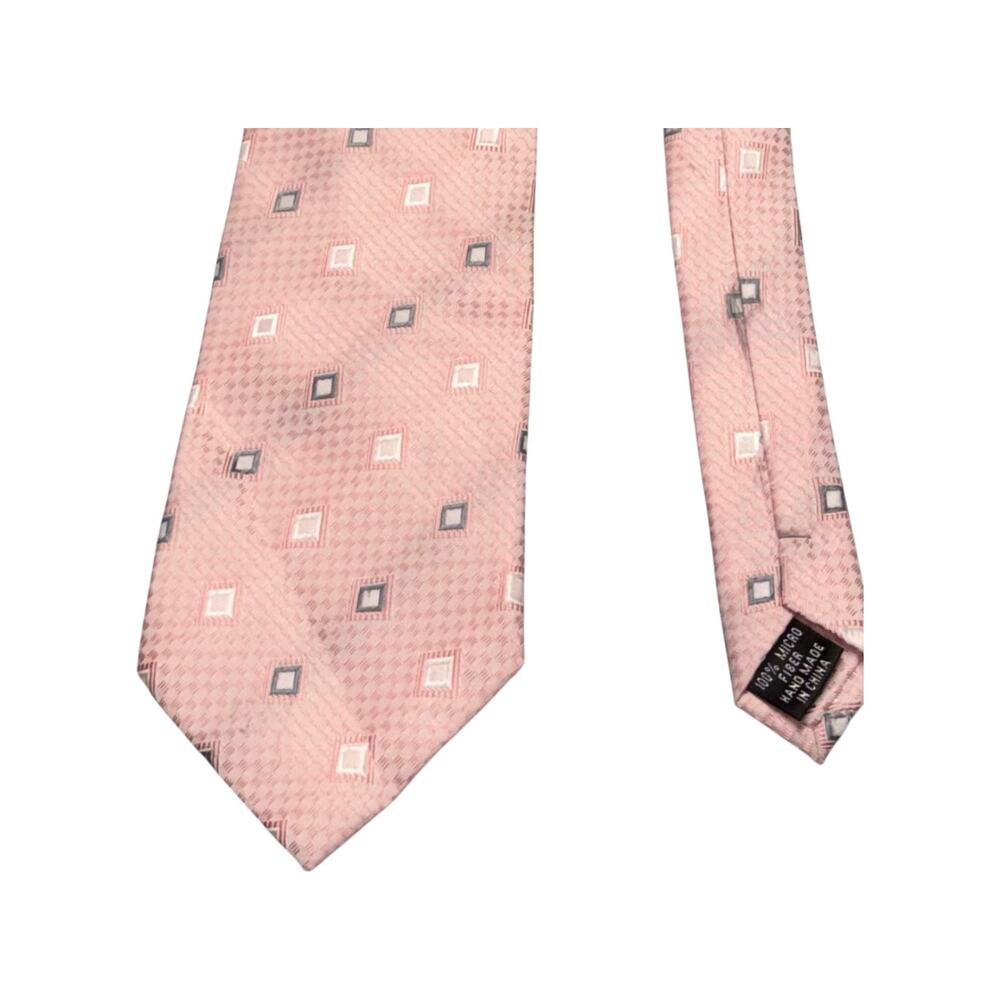 Milani Collezioni Pink Geometric Square Microfiber Necktie 57in - Picture 6 of 6